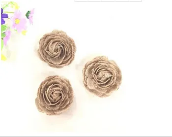 Natural Jute Burlap Hessian Flower Rose Handmade Rustic Vintage