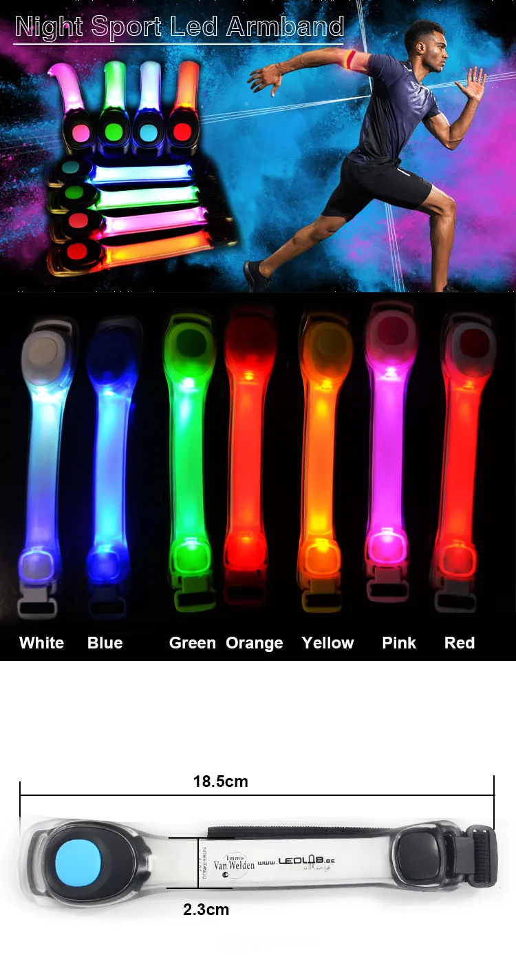 LED Light-Up Flashing Reflective Party Safety ArmBand Full Plain 6 Colours SALE! 
