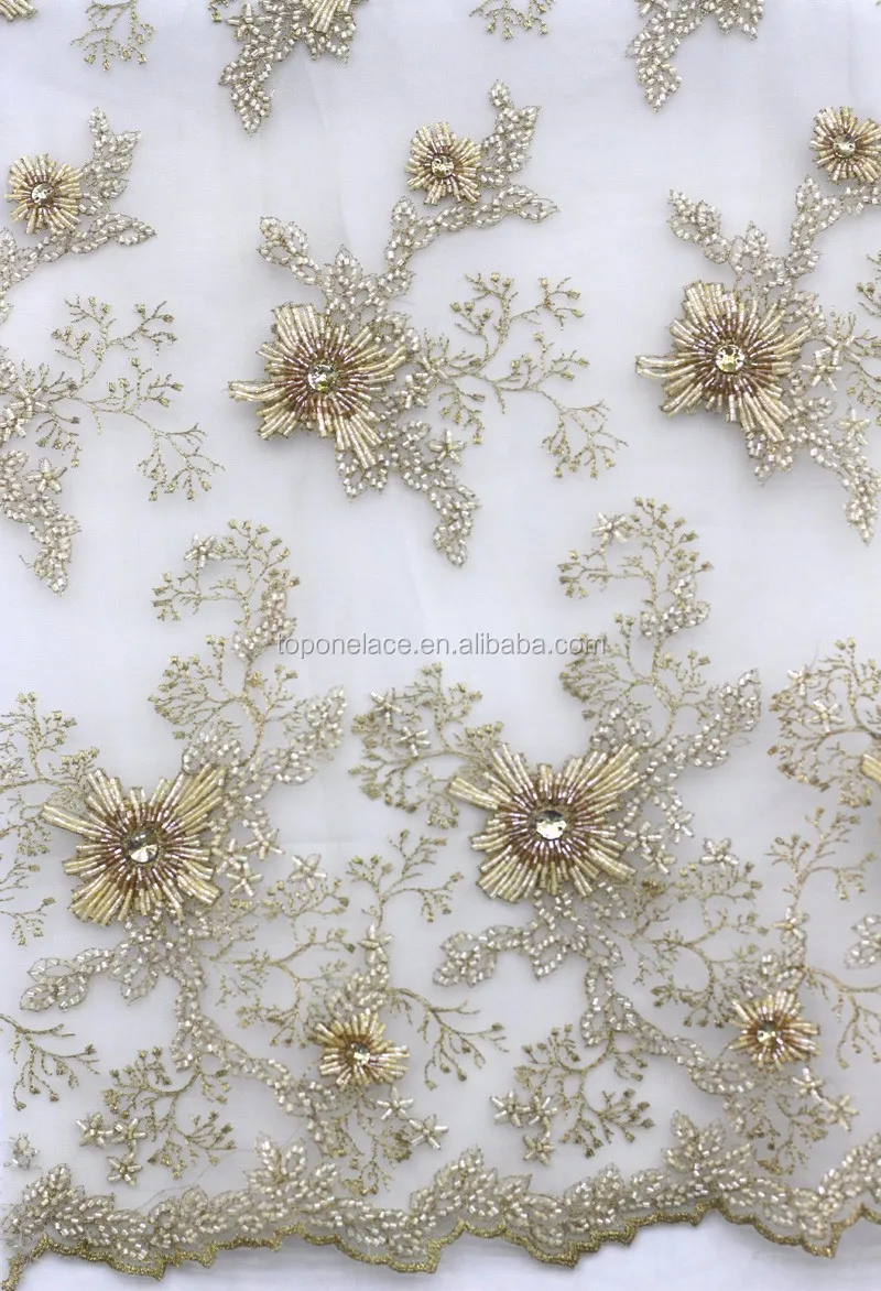 China Alibaba Haute Couture Fabric Beaded Heavy Lace