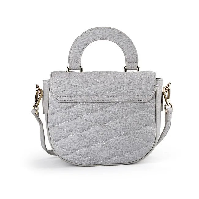 6976-New design 2017 grained PU quilted flap shoulder bags with handle