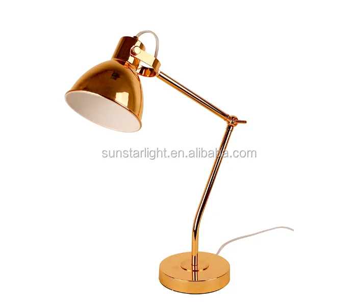 Modern Style Slanted Bell Red Copper Table Lamp For Dining Living