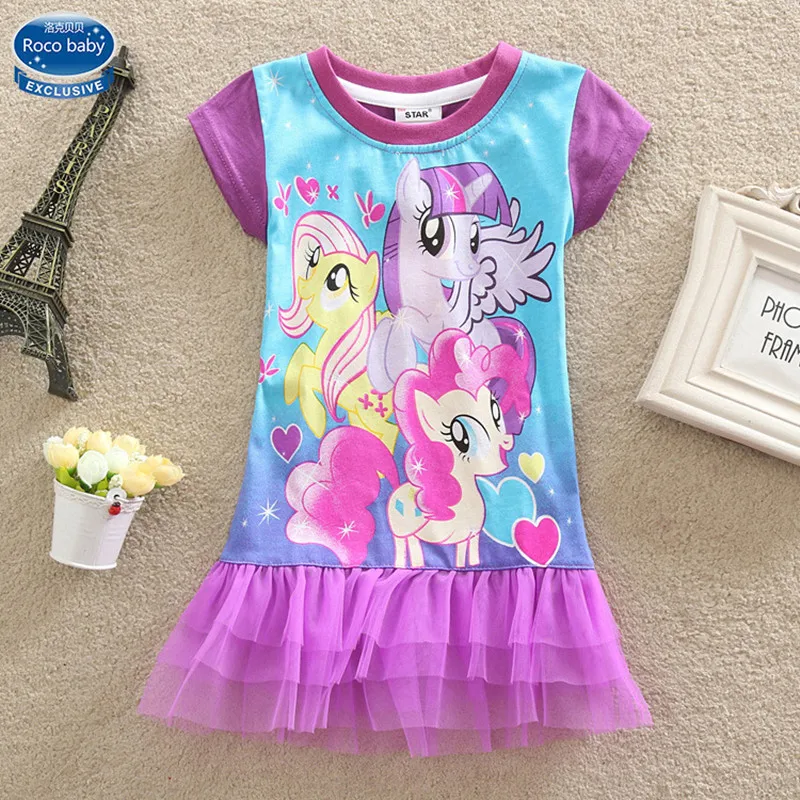 New 2016 Summer Kids Fashion Baby Clothes My Pony Girl Dress Baby Girls Clothing Short Sleeve