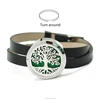 tree of life Wholesale twist off 316L Stainless Steel Aroma Essential Oil Diffuser Locket Bracelet With 6color Leather Wristband