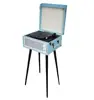 Factory supply high end suitcase vinyl record turntable player with auto return & detachable wooden legs