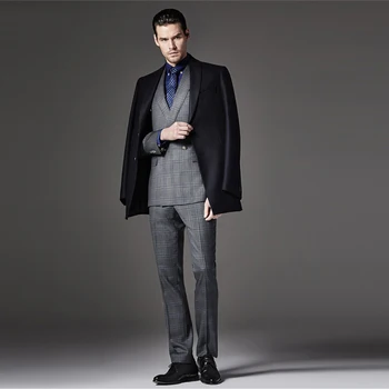 grey check coat pant