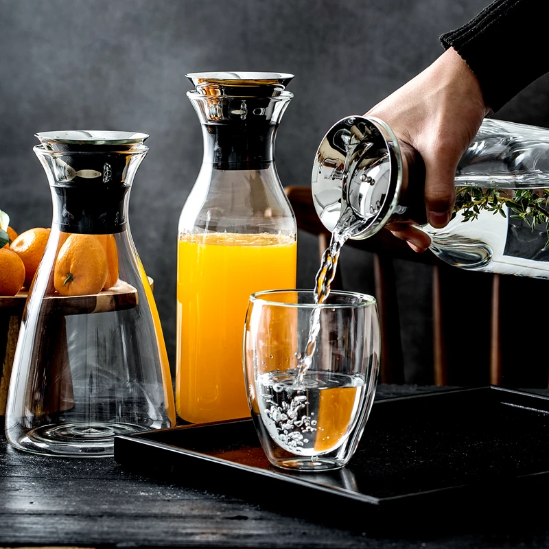 Handmade Borosilicate Glass Clear Glass Fruit Juice Jug Without Handle