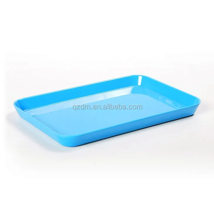 Blue Melamine Square Serving Tray Plastic Rectangle Tray