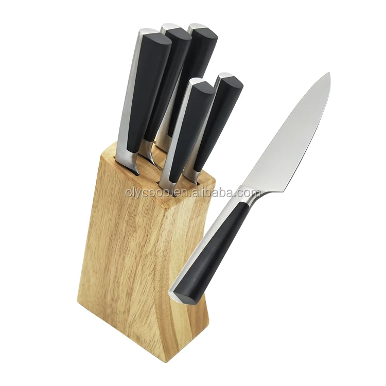 Best Sell Stainless Steel Knife Set Kitchen With Rubber Wood Blocks