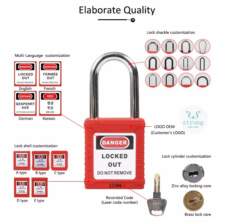 BOSHI 38mm Nylon Shackle ABS Plastic Body Safe Lock With Master Key