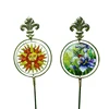 Metal Frame Stained Glass with Cast Iron Stake for Garden Decoration