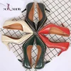 classics rivet pointed toe short heel white red color cheap fashion ladies high heels