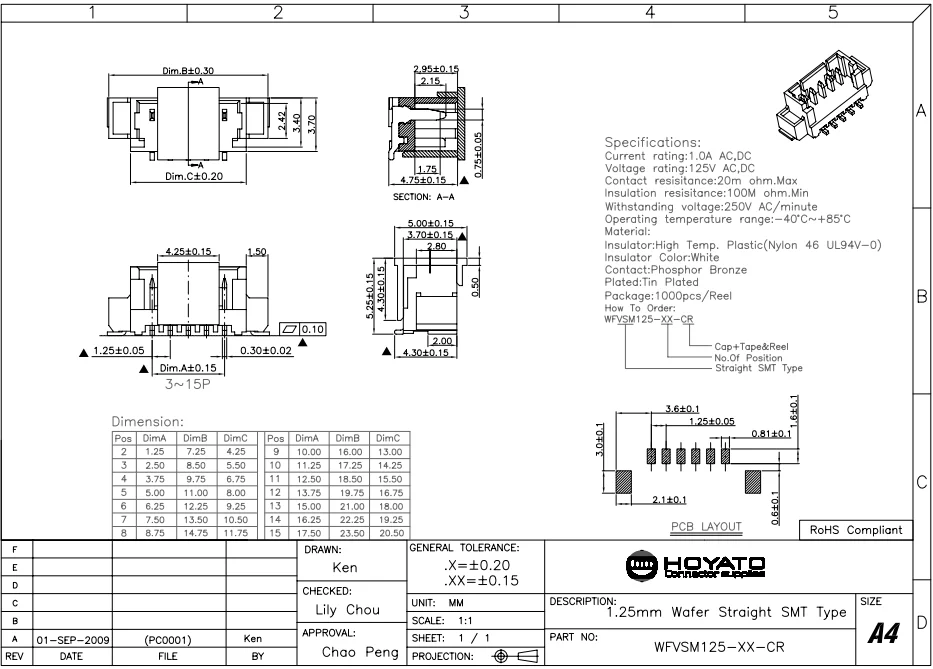 53398-0271 533980871 0533980871 1.25 mm straight smt 125 wafer connector 8p 8pin 8line, 1.25mm male plug header 8 pin p