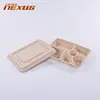 Cheap custom disposable bagasse rectangle 6 compartments lunch fast food restaurant pulp paper packing box