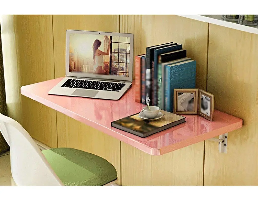 Mmdp Computer Desk Wall-mounted Desk Foldable Dining Table Office Table 6040cm Learning Table Color Optional (Color : Pink)
