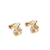 Trendy Cheapest Hollow Bear Shaped Unique Stainless Steel Ladies Stud Earrings