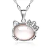 2019 Rose Quartz Hello Kitty Cat Pendant Necklace Jewelry Wholesale