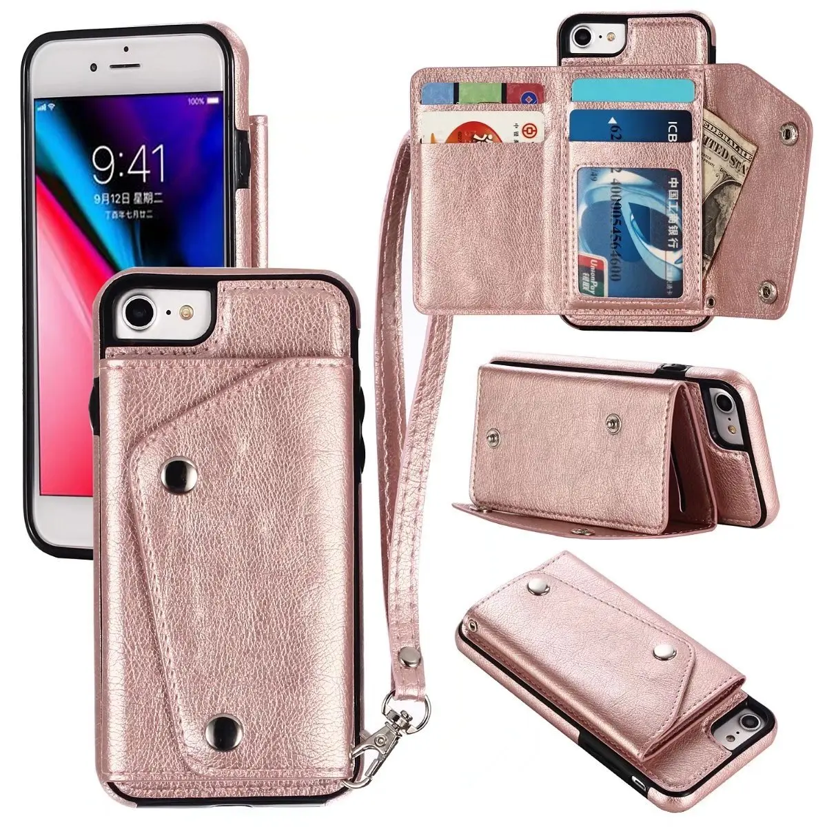 Luxury Leather Case For iphone X XR XS Max 6 6s 7 8 Plus Wallet Card Holder Cover Protection Phone Bag Cases