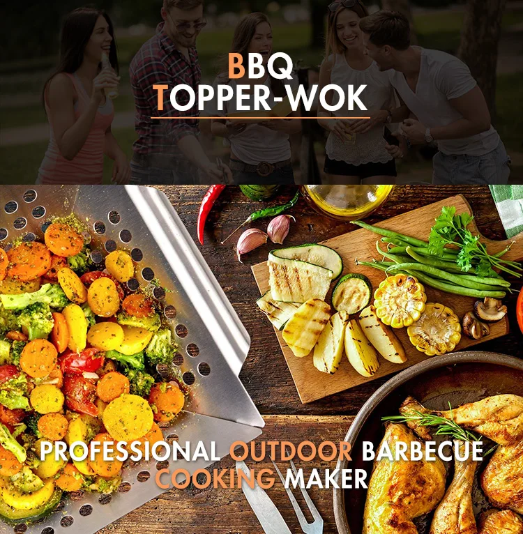 430grade Stainless Steel Barbecue Grill Topper Pan Grill Topper Tray