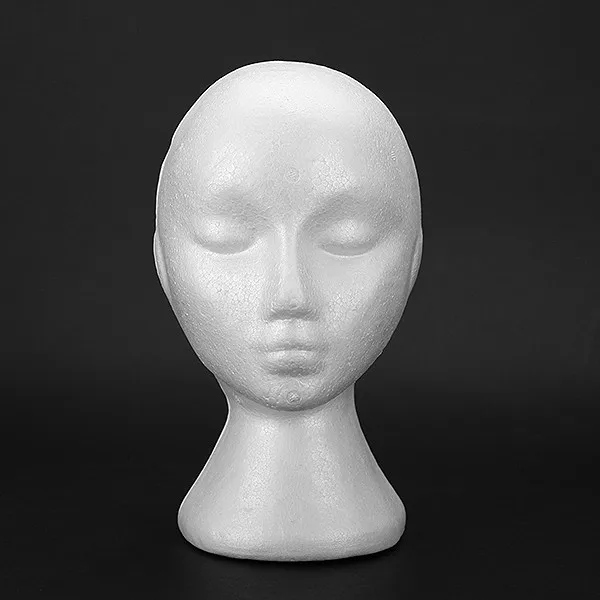 Styrofoam Wig Head Foam Mannequin Female Head Model Wig Glasses Hat ...