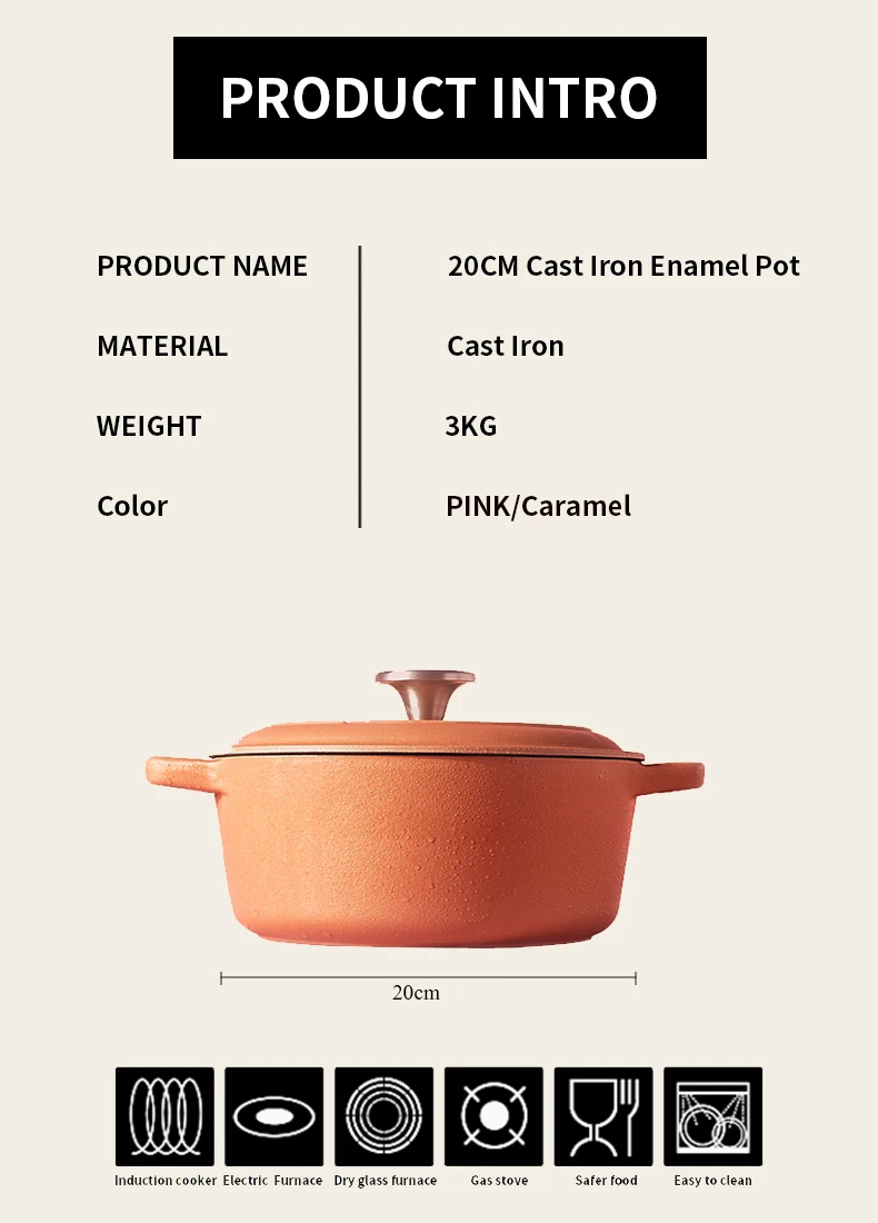 Newjapanese Hot Pot Ceramic Coating Cast Iron Cookware Set Nonstick Macaron Enamel Casserole
