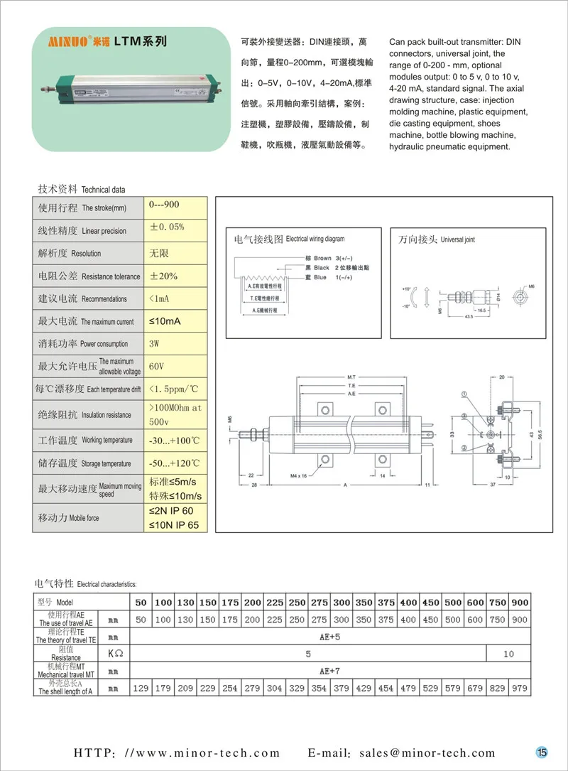 Ltm100mm 5k Linear Displacement Sensor Linear Motion Transducers