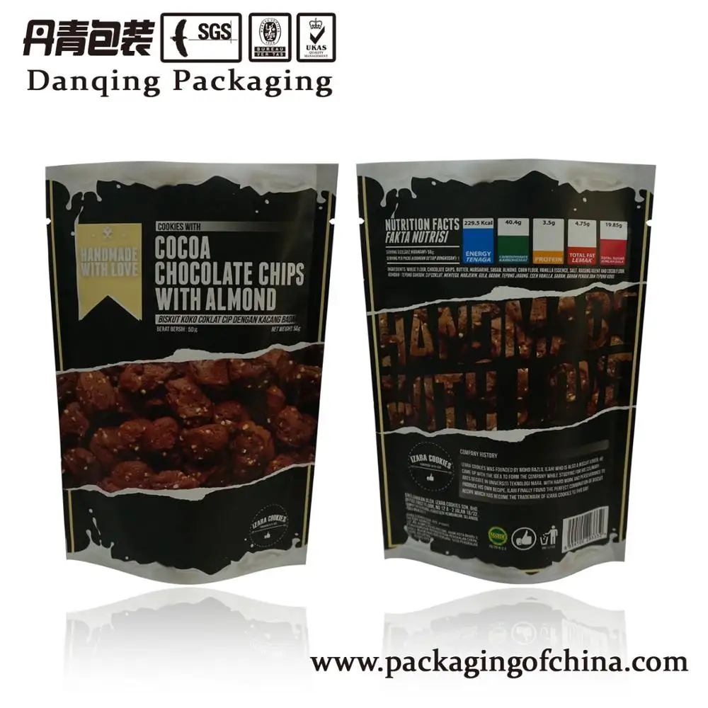 China DQ PACK stand up pouch with zipper for snack bag chocolate packaging