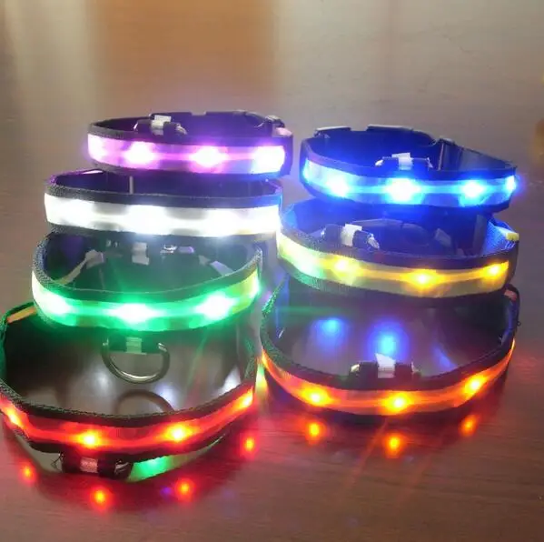 high quality DIY sexy zebra stripe multicolor nylon led pet cat dog collar lights dog led collar light