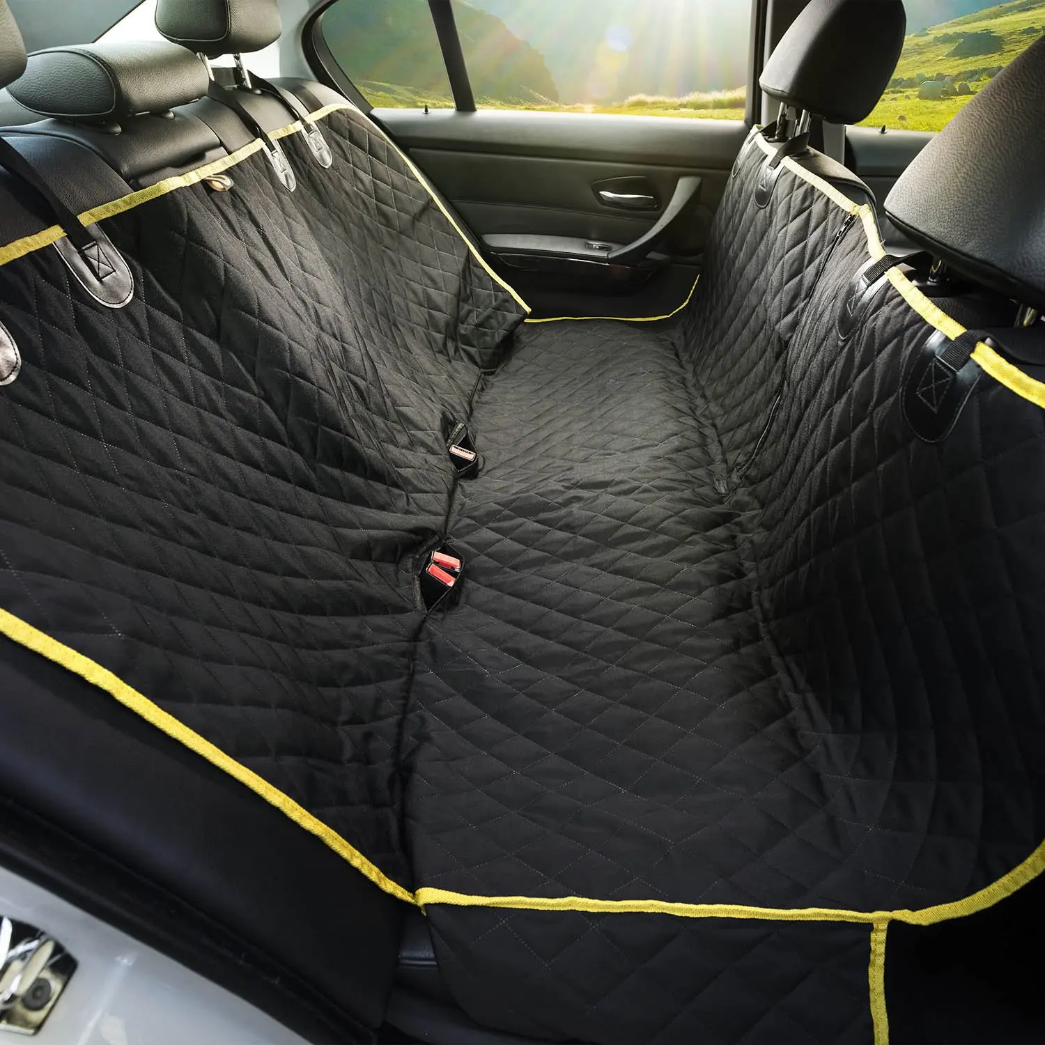 Dog Seat Covers - Pet Seat Covers - Car Seat Covers For Dogs - Dog Seat Cover - Seat Covers For Dogs - Dog Car Seat Covers - Dog Hammock - Pet Seat Cover - All-New Waterproof Seamless Black 56"Lx52"W
