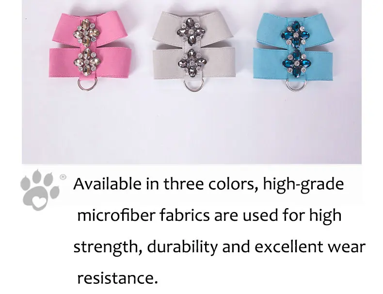 Small Kitten Cat Teddy dog accessories Soft Suede Fabric Fashion jewels puppy Dog Harness with leash set