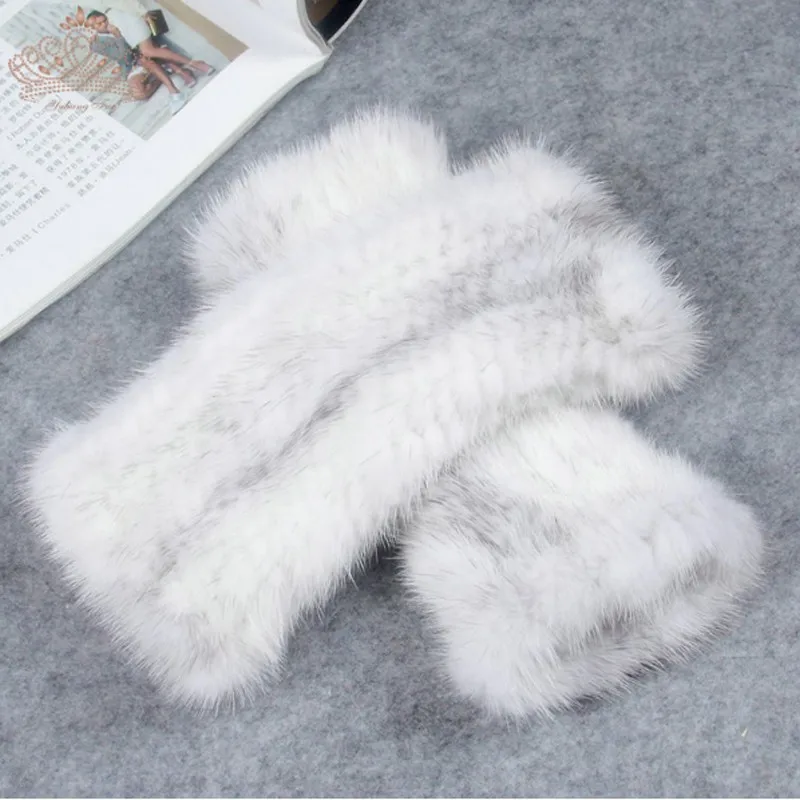 white fur fingerless gloves