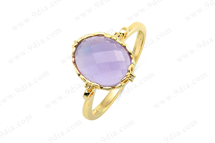 New Product Natural Amethyst 14K Light Weight Solid Rose Gold Ring