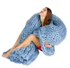 Wholesale Chunky Wool Blanket Throw 100% Acrylic Handmade Soft Yarn Chunky Knit Blanket
