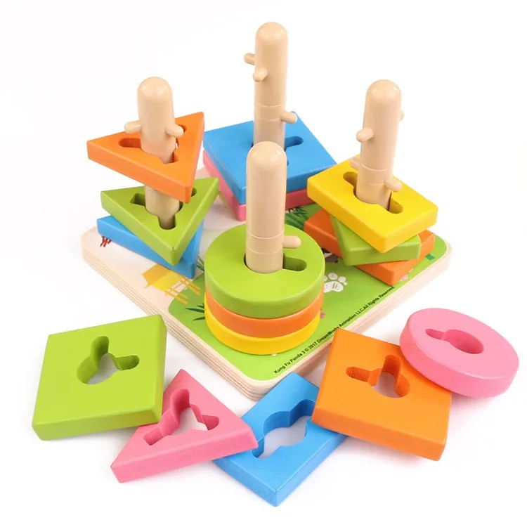 Preschool Geometric Wooden Shape Block Game - Buy Preschool Geometric ...