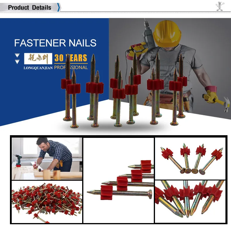 Steel Studs For Concrete Shoot Nail With Red Pvc Washers Used In