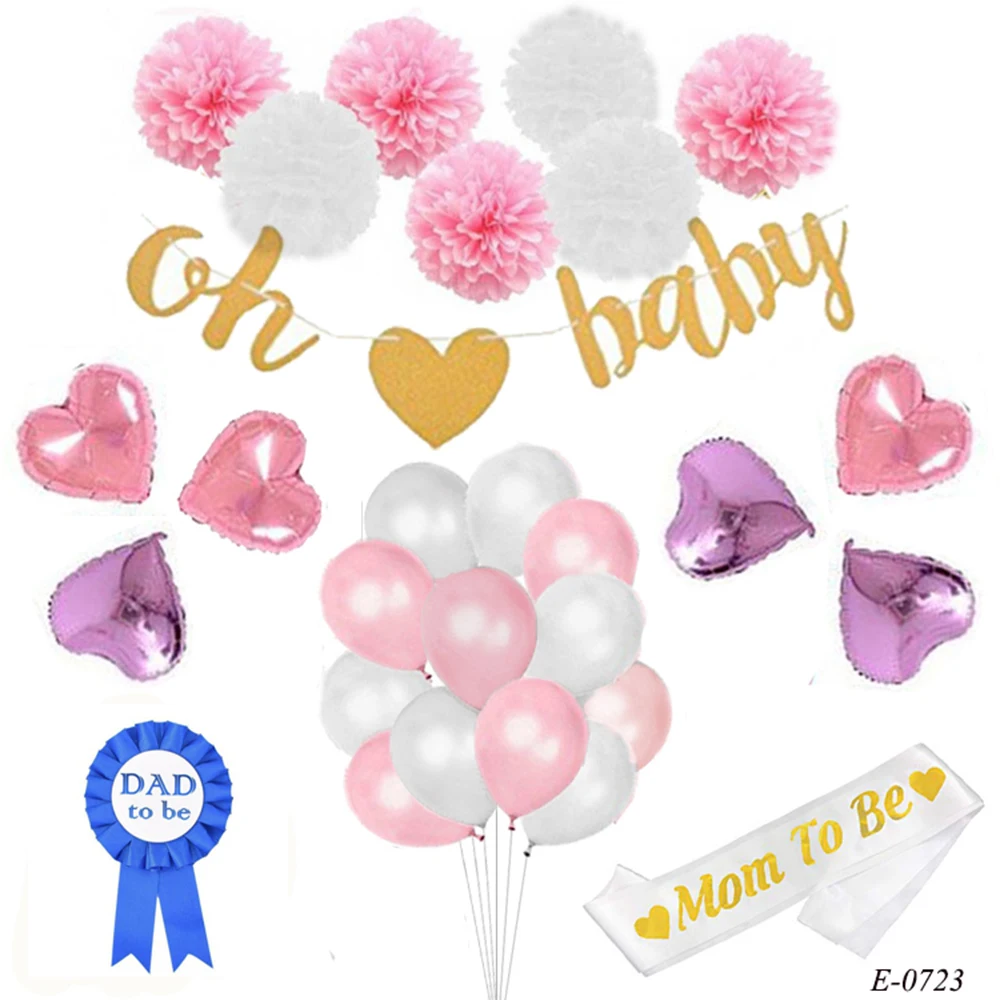 Oh Baby Baby Shower Banner Pink Theme Mom To Be Sash Daddy To Be