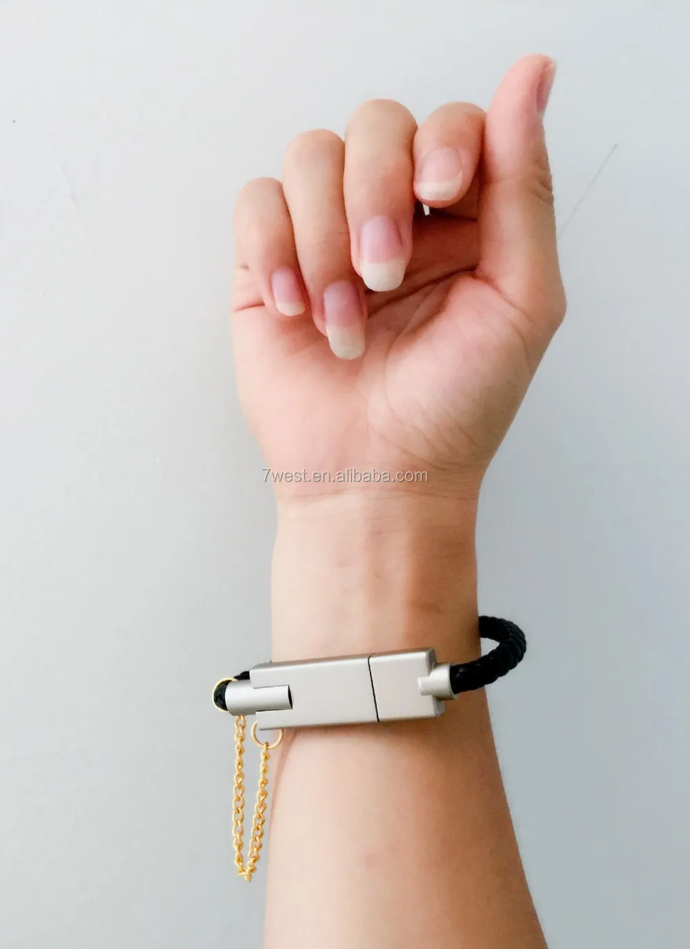 Stylish Wearable Usb Charging Cable Bracelet Leatherjewelry Wristband Charger Cable For Android