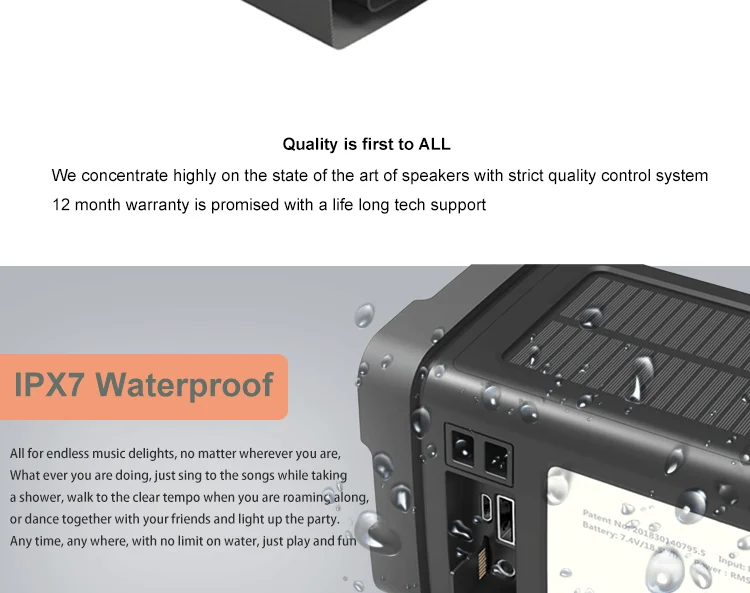 IPX7 Solar Camping Light Bluetooth Speaker with Power Bank