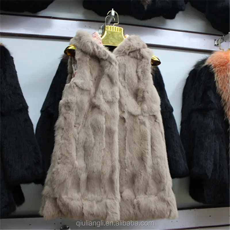 hooded fur vest womens