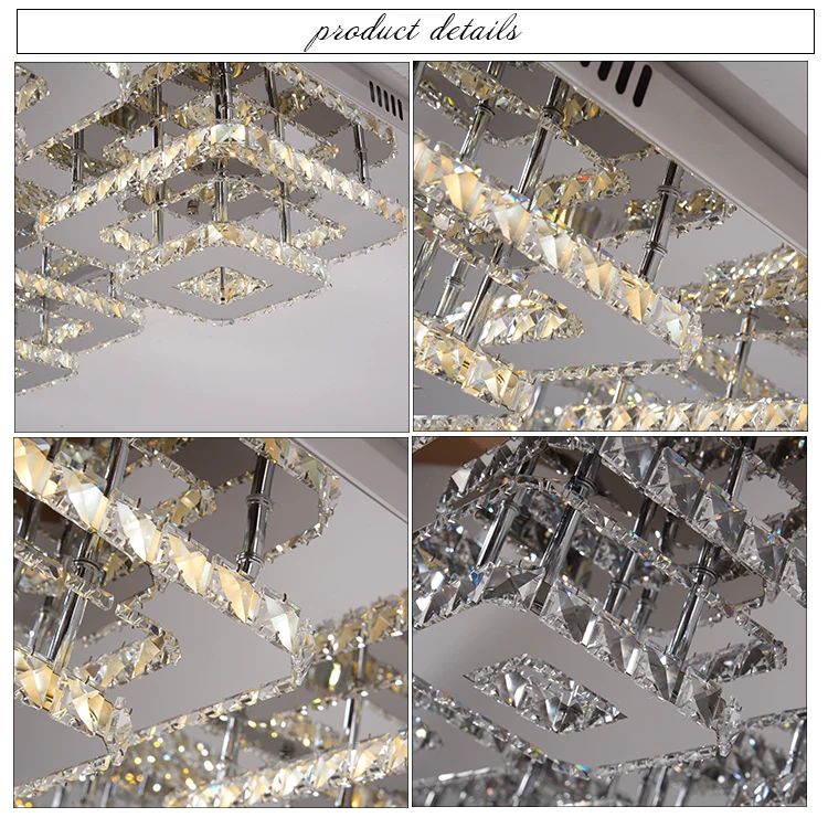 XingJun living room lobby Luxury crystal square decorative led recessed ceiling light