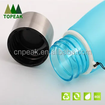 Creative cute cartoon plastic water cup single layer carry a rope handy cup with stainless steel cover gift cup