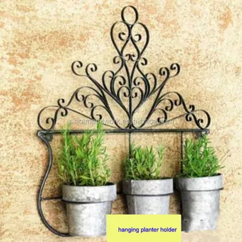 Decorative Wrought Iron Planters Vintage Flower Pot Holder Metal Wall Mounted Planter
