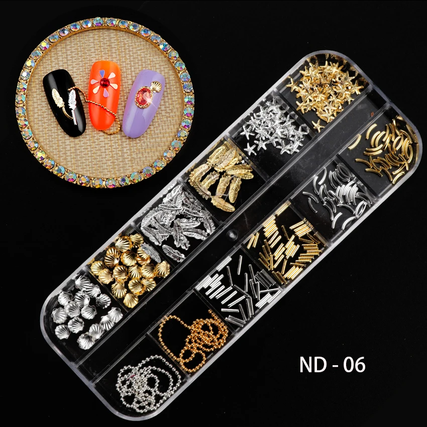 Rose Gold Rivet Nail Studs 3D Nail Art Decoration Gold Circle Star Round Square Triangle Mixed Accessories in Wheel for DIY.jpg