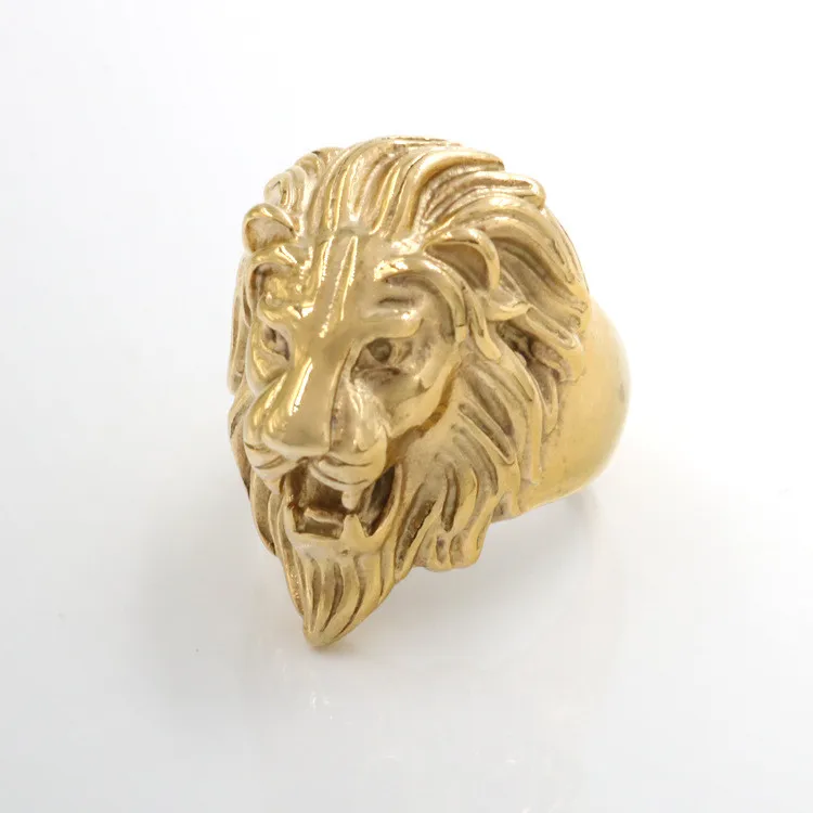 Stainless Steel Casting Rings Mens Punk Style Lion Head Finger Ring ...