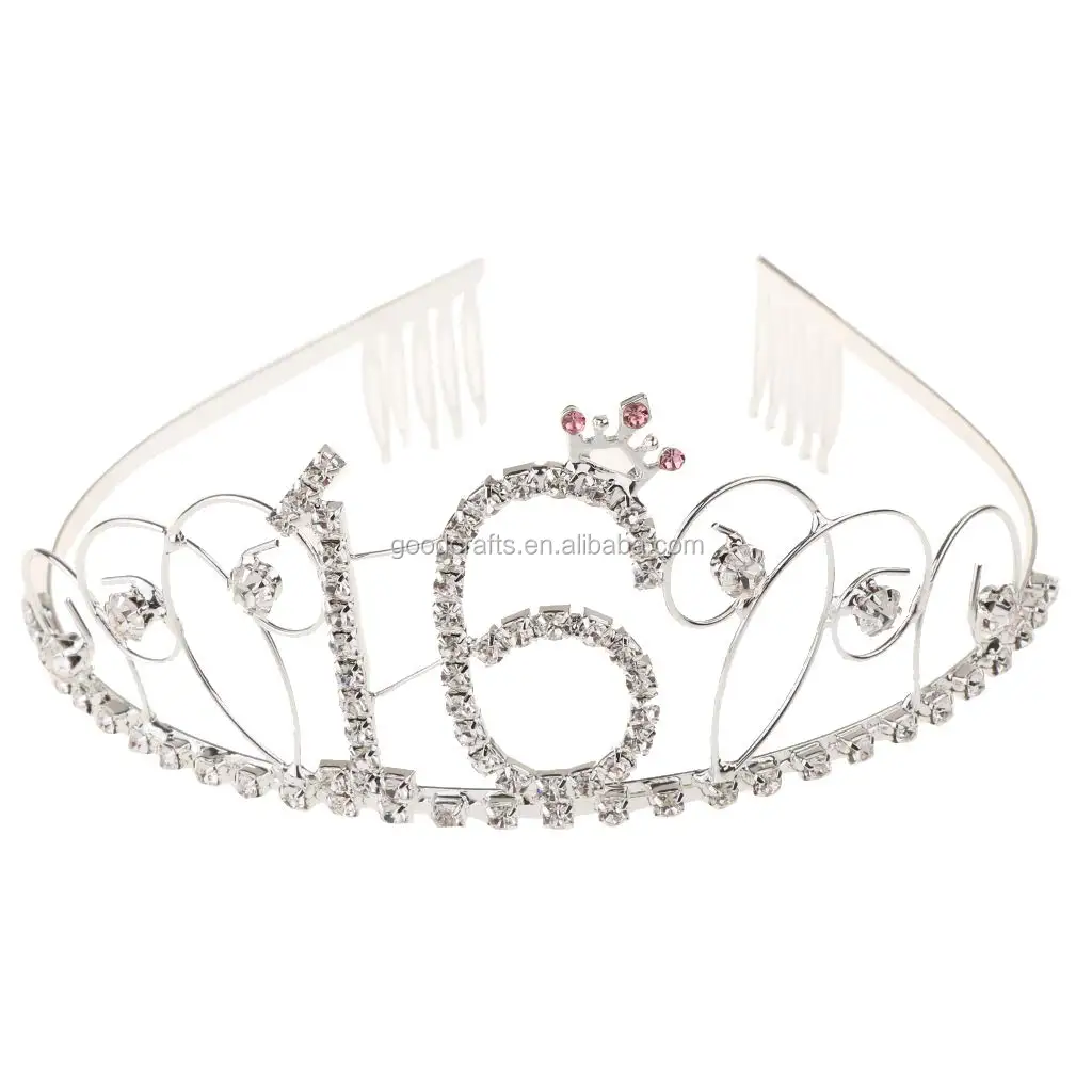 Rhinestone Crystal Birthday Tiara Rose Gold Sliver Birthday Girl Party