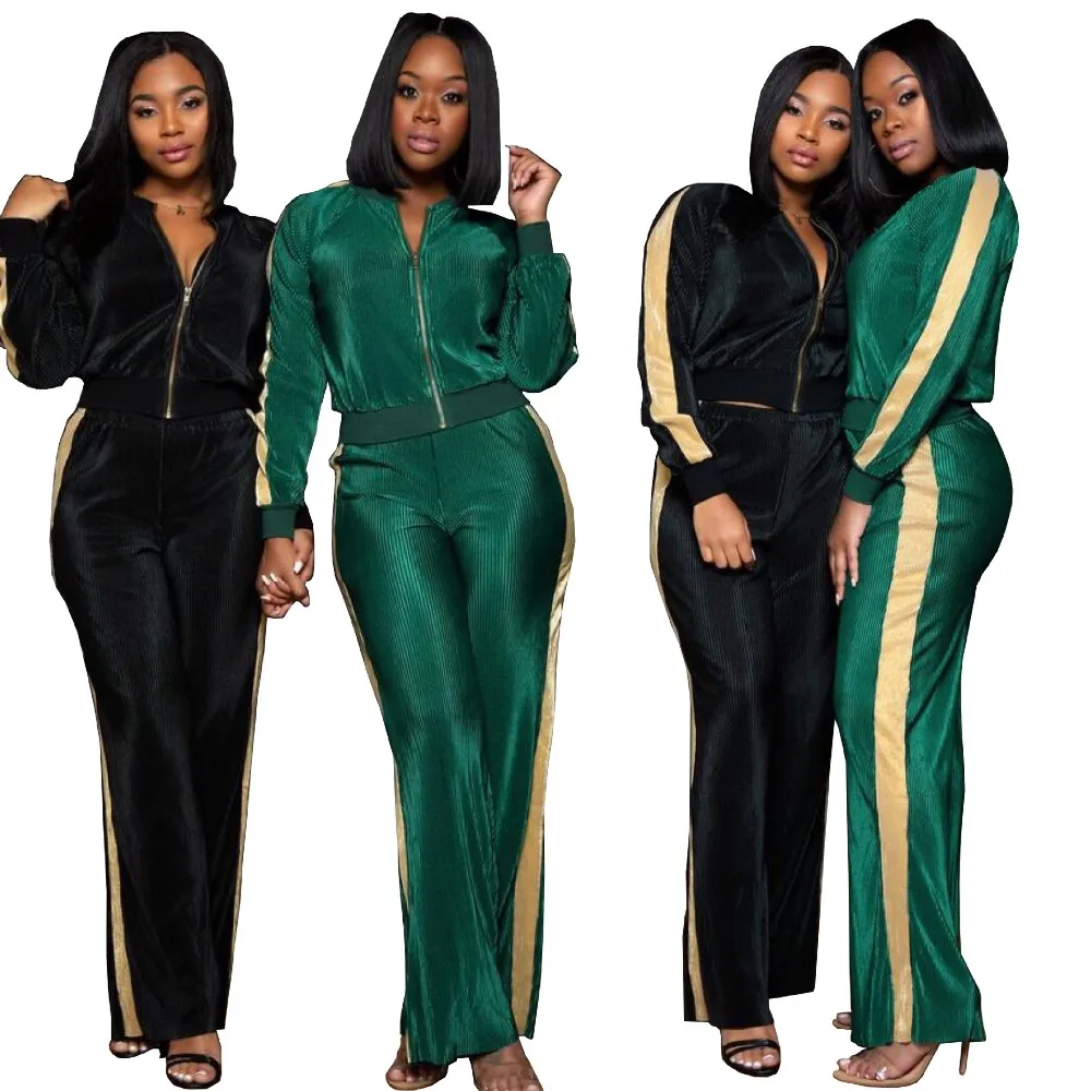 Long Sleeve Two Piece Velvet Tracksuit For Women Set - Buy Velvet ...