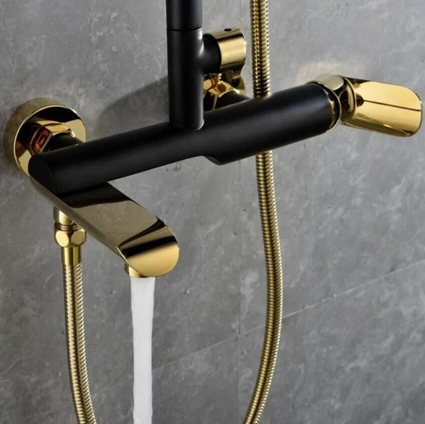Lüks Duvara Monte Banyo Siyah Duş Seti Yağmur Biçimli Duş Başlığı Ve El Lüks Duvara Monte Banyo Siyah Duş Seti Yağmur Biçimli Duş Başlığı Ve El