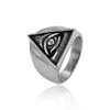 15522 xuping elegant man's vintage stainless steel triangle all seeing eye ring