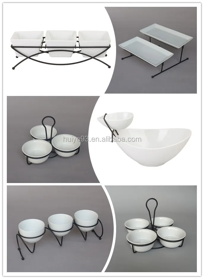 3 Tier Porcelain Serving Platter Serving Dish With Metal Stand Buy