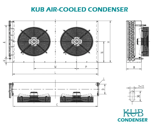 FNH-4.4/15  220v/380v  fan motor air cooler refrigeration condenser coil