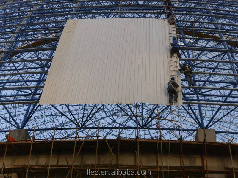 Economical steel coal storage with space frame roof cover